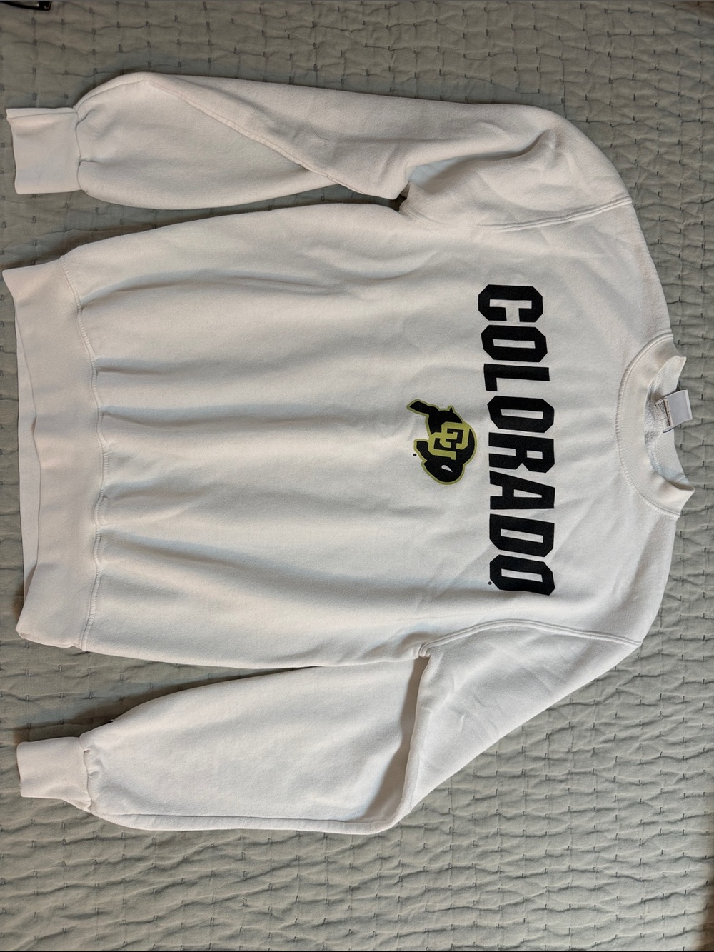 Champion White Colorado Crewneck with Black and Gold Logo